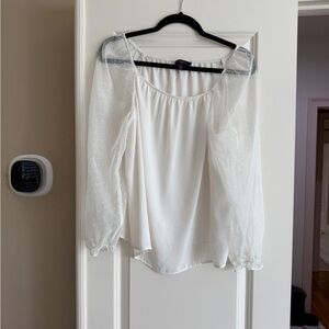 Banana Republic White Blouse with Sheer Sleeves - medium